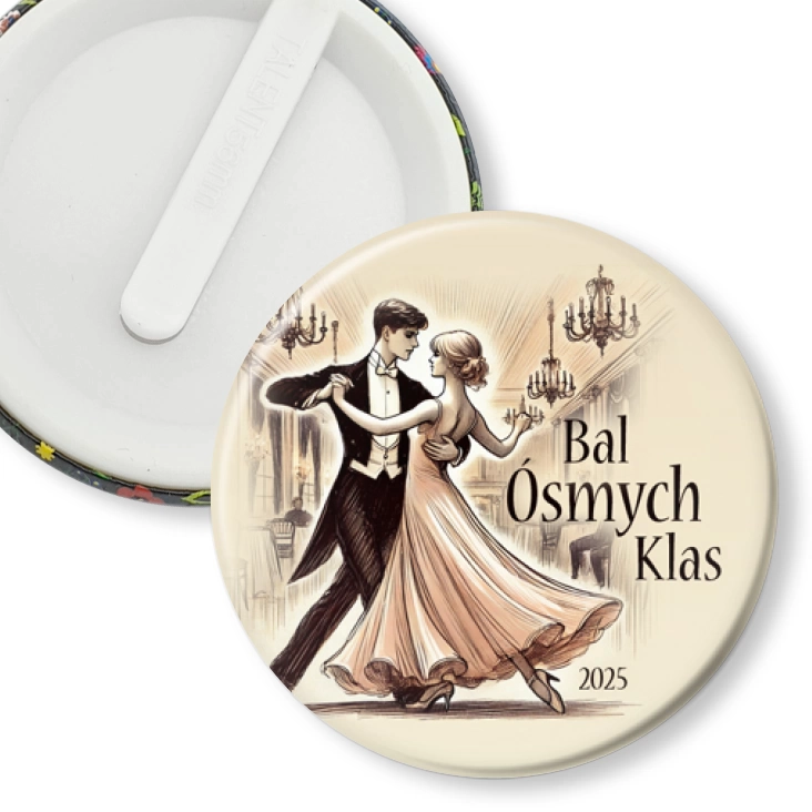 przypinka klips Bal ósmoklasisty z tańczącymi walca