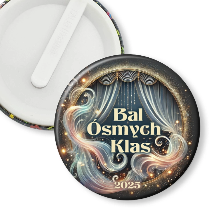 przypinka klips Bal ósmych klas z motywem falistym