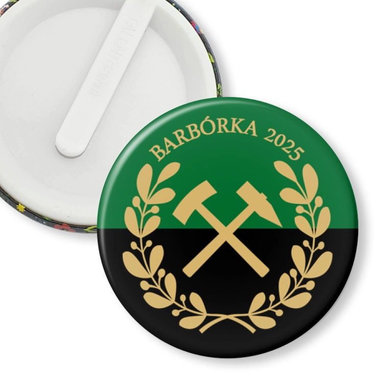 przypinka klips Barbórka zielono-czarna