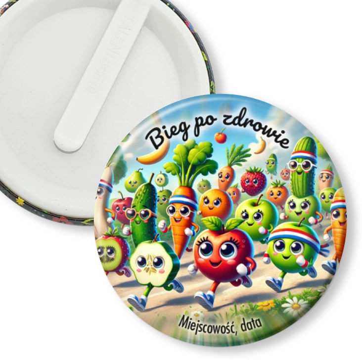 przypinka klips Bieg po zdrowie wegański