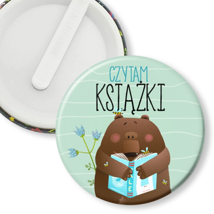 przypinka klips Czytam książki niedźwiadek