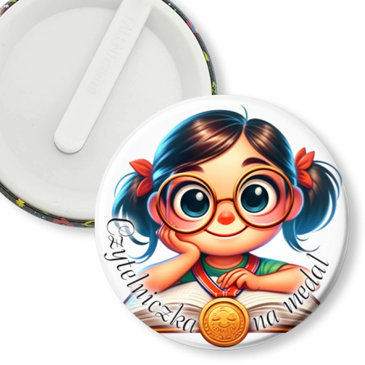 przypinka klips Czytelniczka na medal