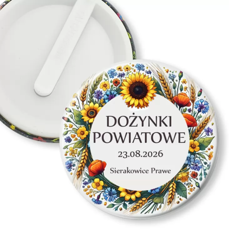przypinka klips Dożynki Powiatowe Sierakowice Prawe 2026