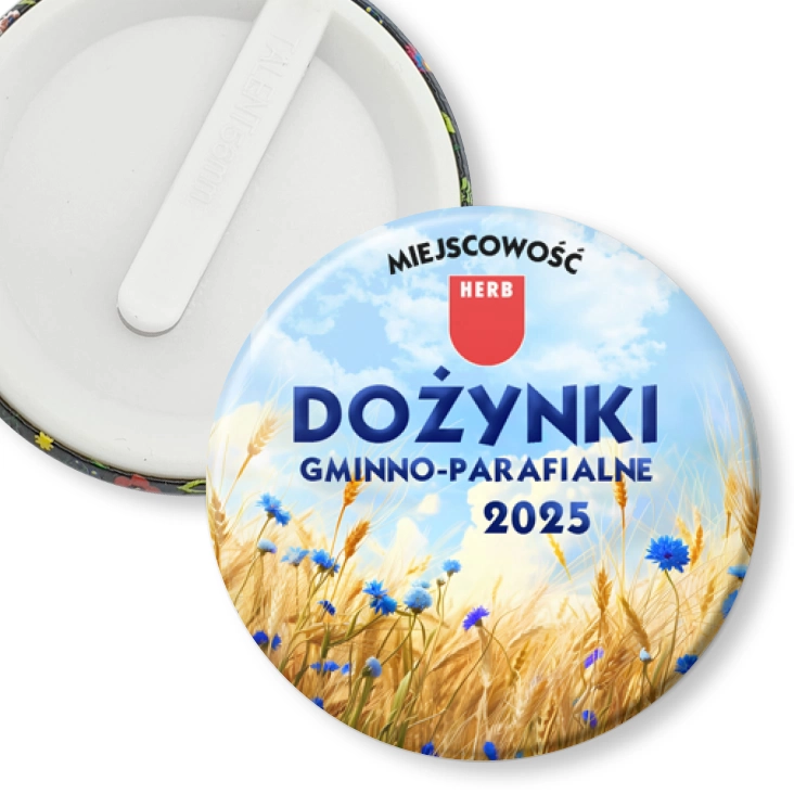 przypinka klips Dożynki zboże i chabry