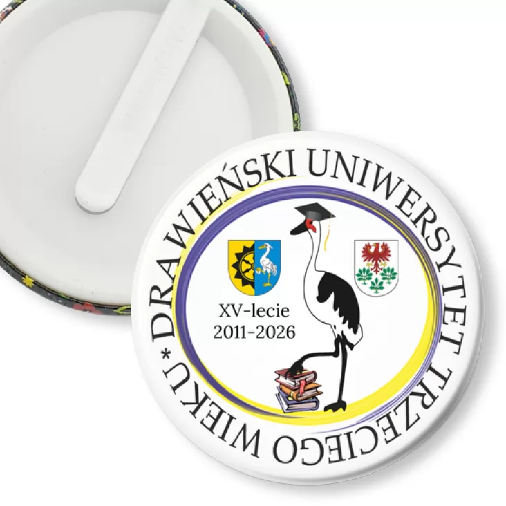 przypinka klips Drawieński Uniwersytet Trzeciego Wieku XV-lecie
