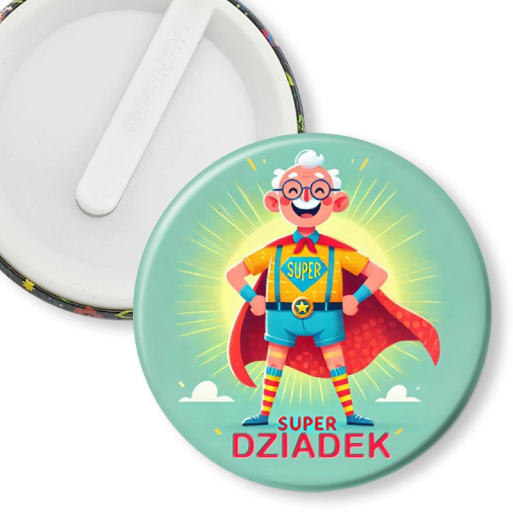 przypinka klips Dziadek superbohater