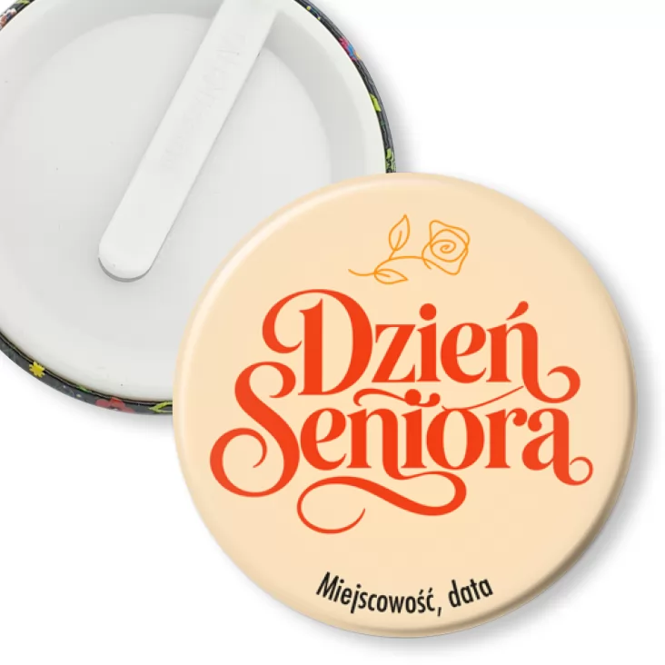 przypinka klips Dzień Seniora ozdobny napis