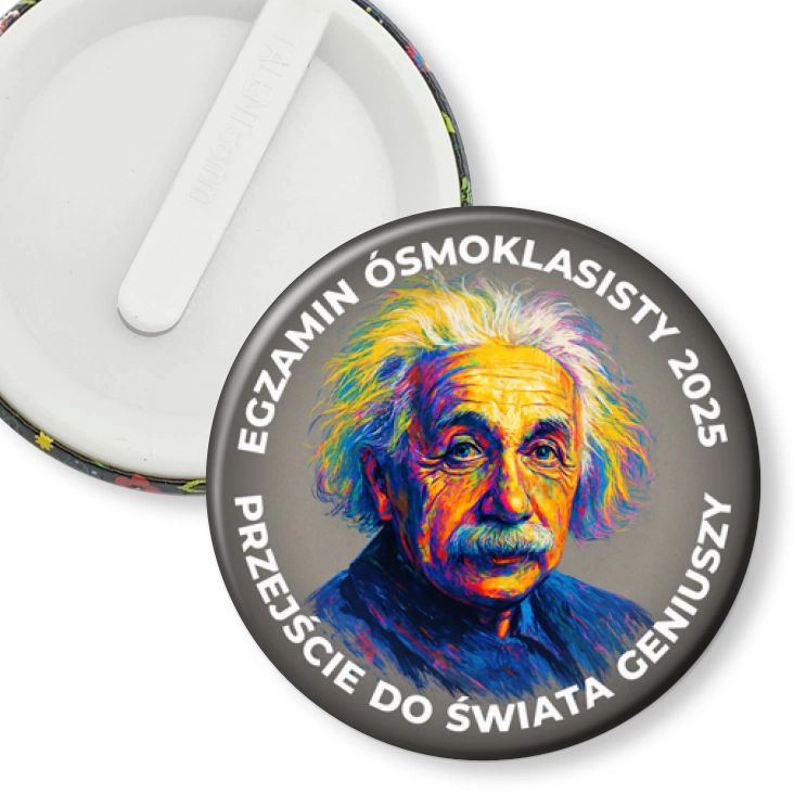 przypinka klips Egzamin Ósmoklasisty Einstein świat geniuszy