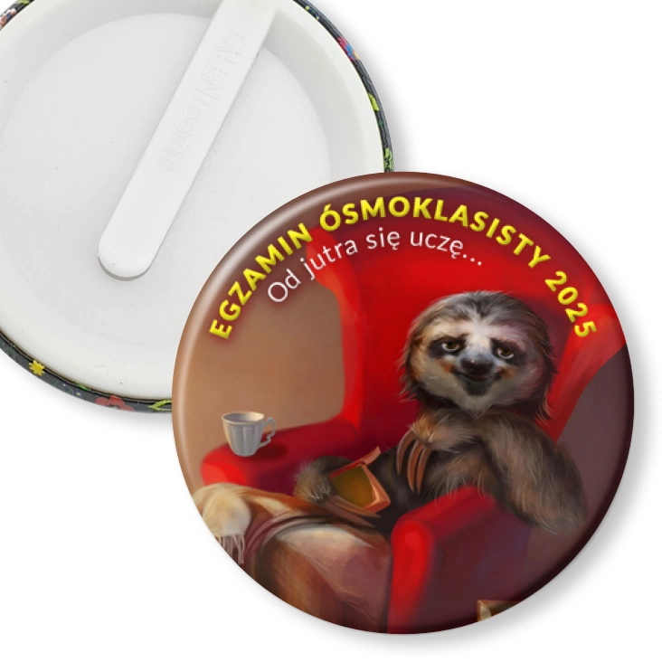przypinka klips Egzamin Ósmoklasisty leniwiec
