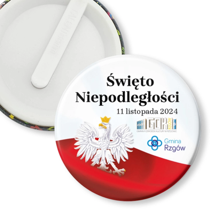 przypinka klips Gmina Rzgów Święto Niepodległości