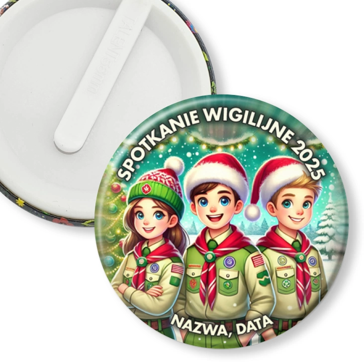 przypinka klips Harcerze w świątecznych czapkach