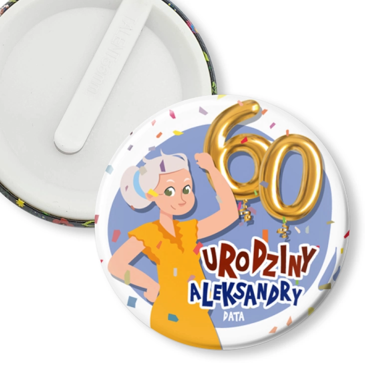 przypinka klips Impreza urodzinowa seniorki 60