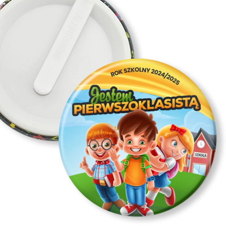 przypinka klips Jestem pierwszoklasistą z trójką dzieci