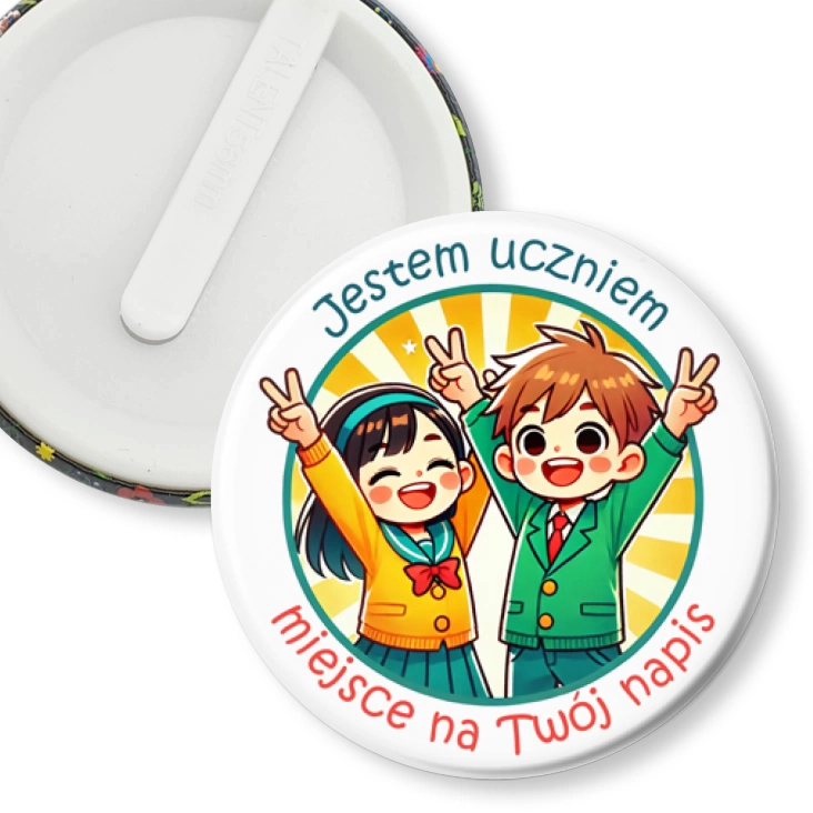 przypinka klips Jestem uczniem dziewczynka i chłopiec