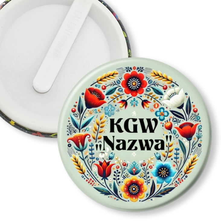 przypinka klips Koło Gospodyń Wiejskich w stylu kociewskim