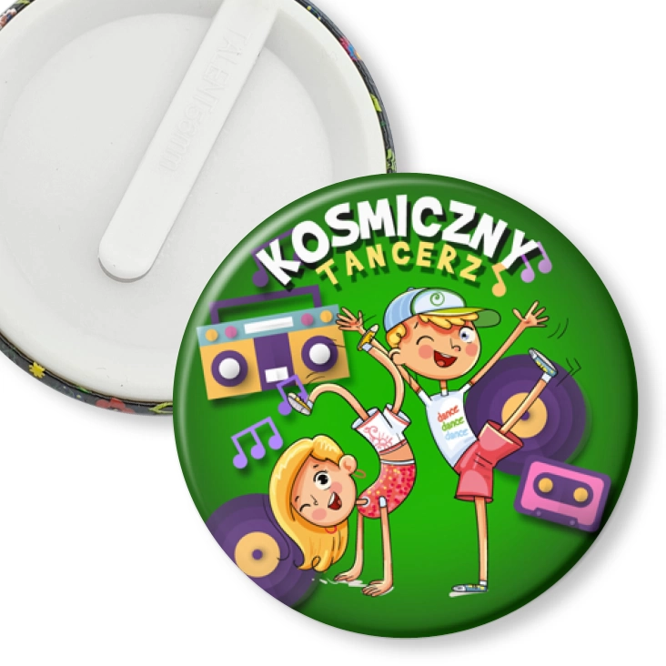 przypinka klips Kosmiczny tancerz na zielonym tle