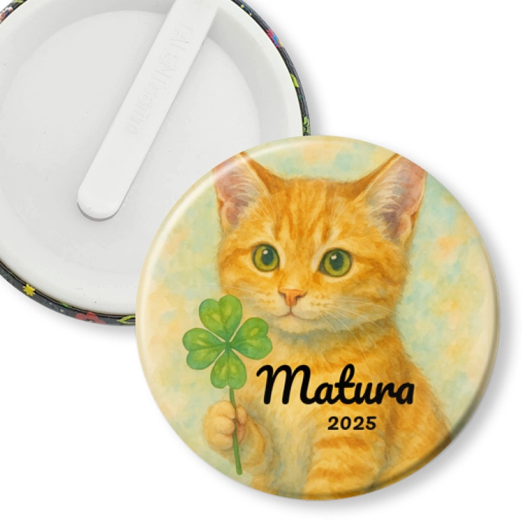 przypinka klips Matura z z rudym kotem