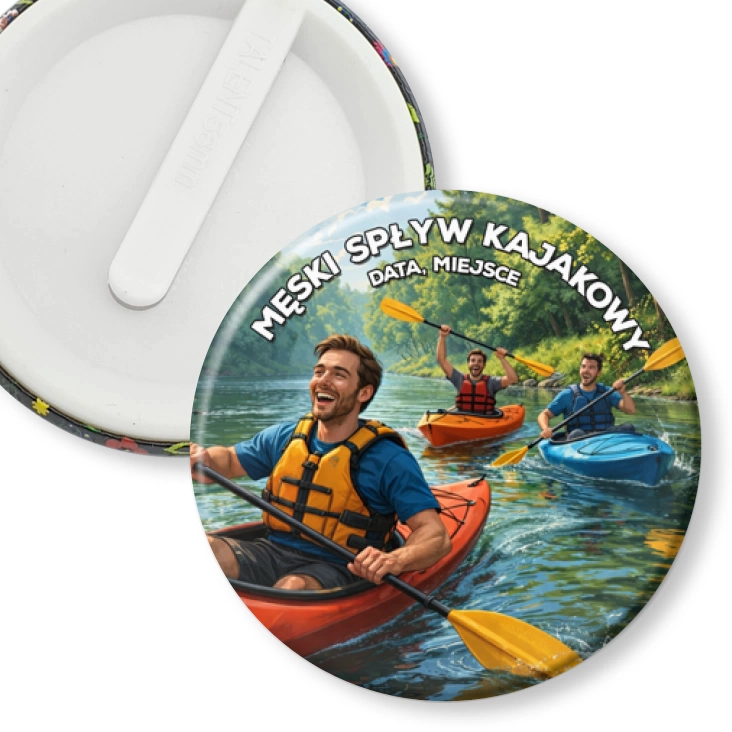 przypinka klips Męski spływ kajakowy