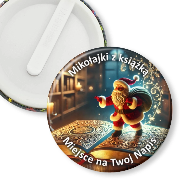 przypinka klips Mikołajki z książką