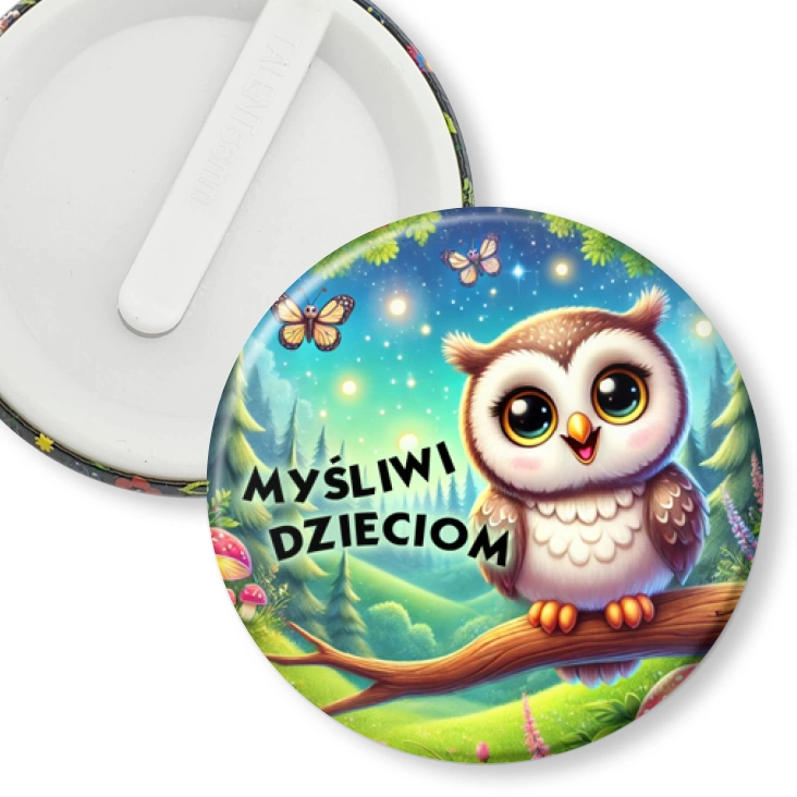 przypinka klips Myśliwi dzieciom sowa
