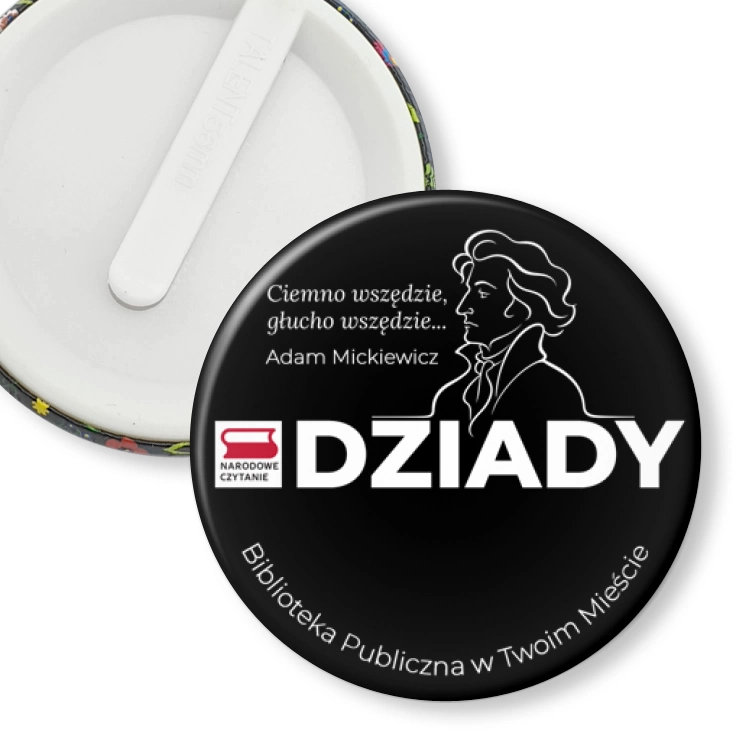 przypinka klips Narodowe Czytanie Ciemno wszędzie