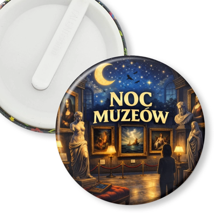 przypinka klips Noc Muzeów - rzeźba i malarstwo