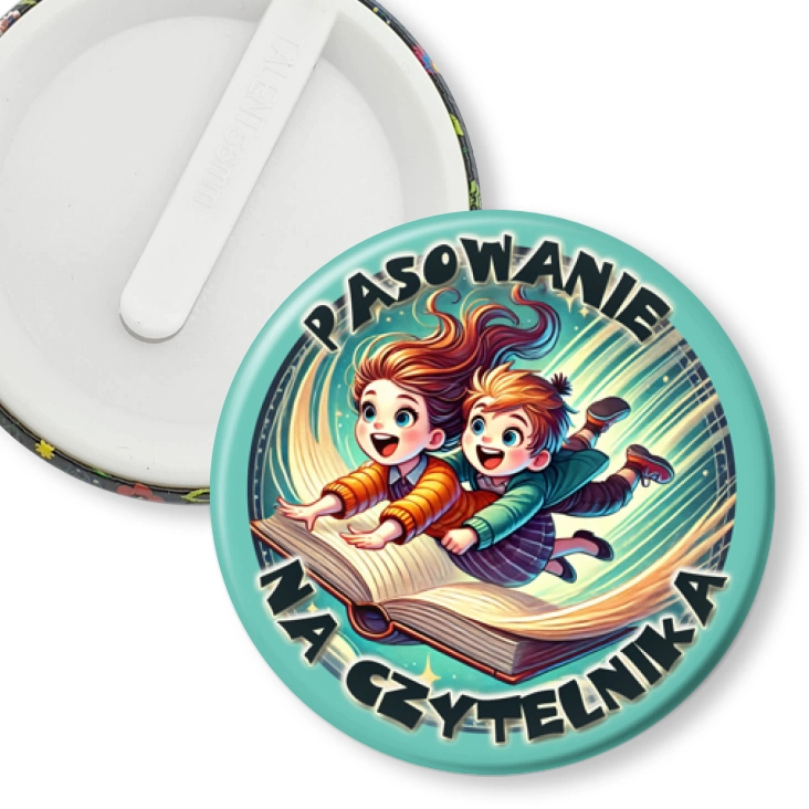 przypinka klips Pasowanie na czytelnika lot na książce