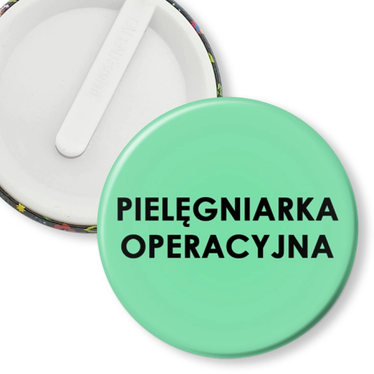 przypinka klips Pielęgniarka operacyjna czarne litery