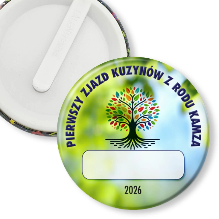 przypinka klips Pierwszy zjazd kuzynów z rodu Kamza Komorowo 2026