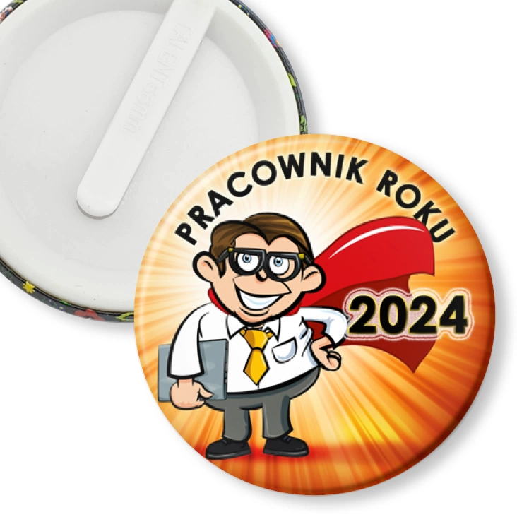przypinka klips Pracownik Roku superman w okularach