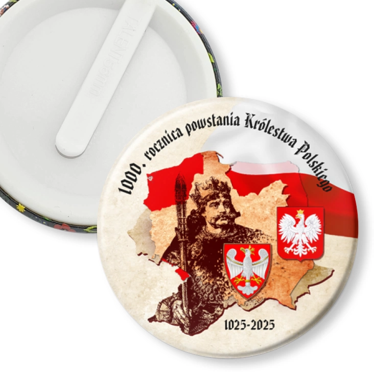 przypinka klips 1000. rocznica powstania Królestwa Polskiego historyczna mapa