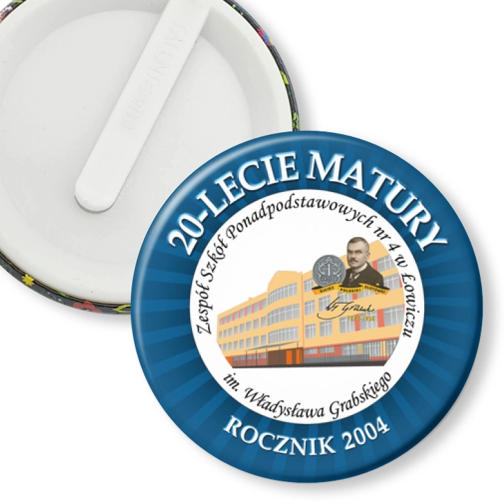 przypinka klips 20-lecie matury ZSP nr 4 w Łowiczu
