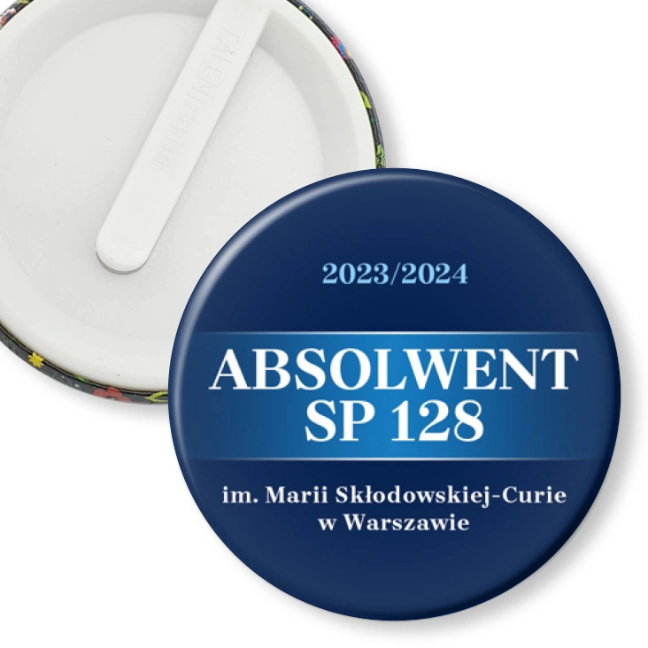 przypinka klips Absolwent SP 128 w Warszawie