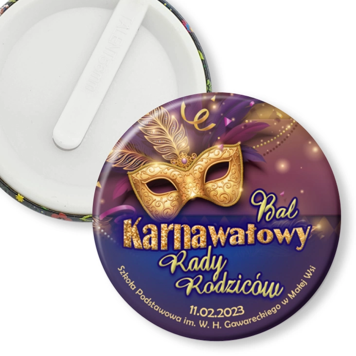 przypinka klips Bal Karnawałowy SP w Małej Wsi