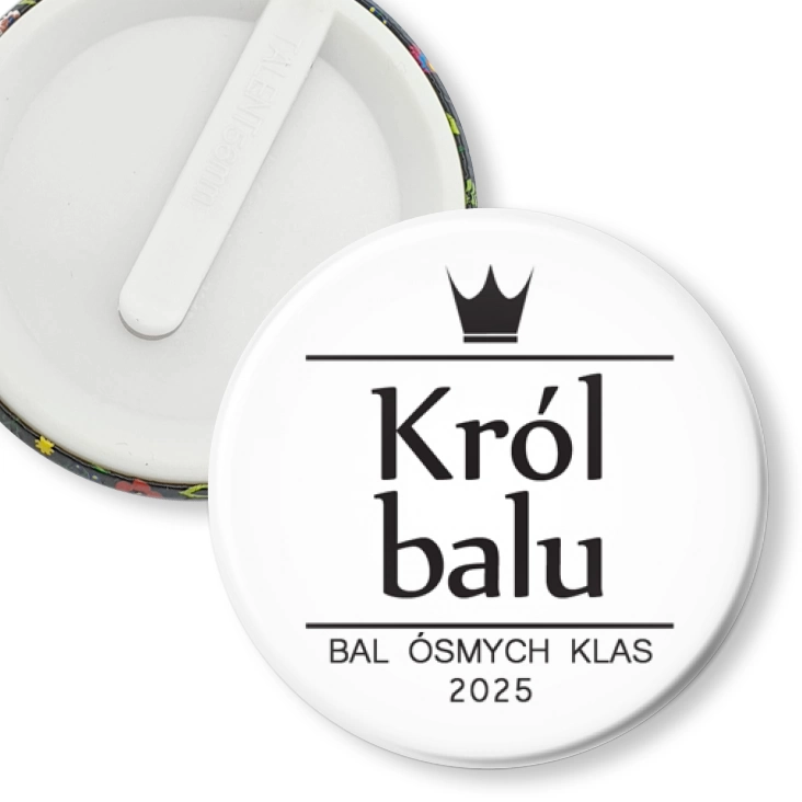 przypinka klips Bal Ósmych Klas Król balu z koroną