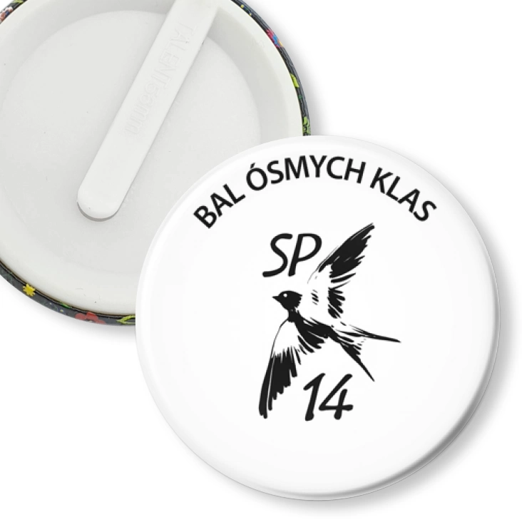 przypinka klips Bal Ósmych Klas SP 14 Zielona Góra logo