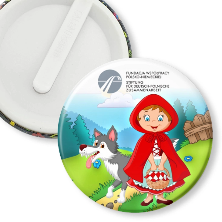 przypinka klips Czerwony Kapturek Fundacja Współpracy Polsko-Niemieckiej
