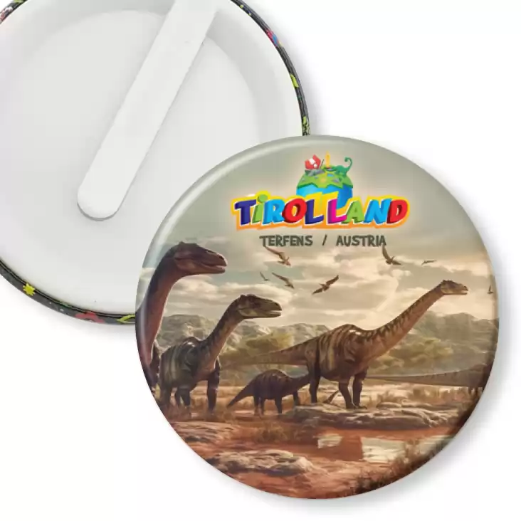 przypinka klips Dinozaury o zachodzie słońca Tirolland