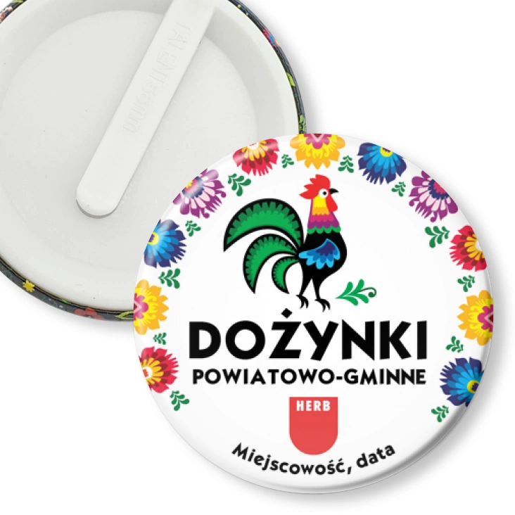 przypinka klips Dożynki powiatowo-gminne z kogutem
