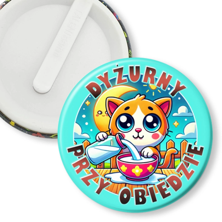 przypinka klips Dyżurny przy obiedzie kotek