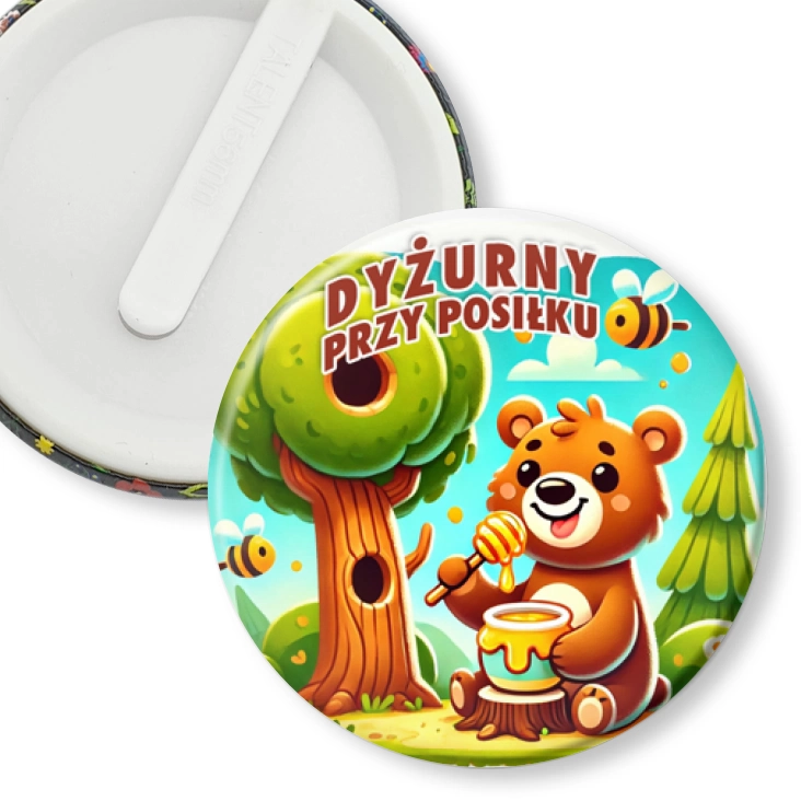 przypinka klips Dyżurny przy posiłku miś