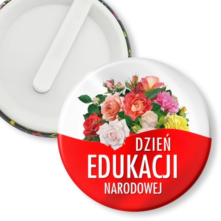 przypinka klips Dzień Edukacji Narodowej z bukietem róż