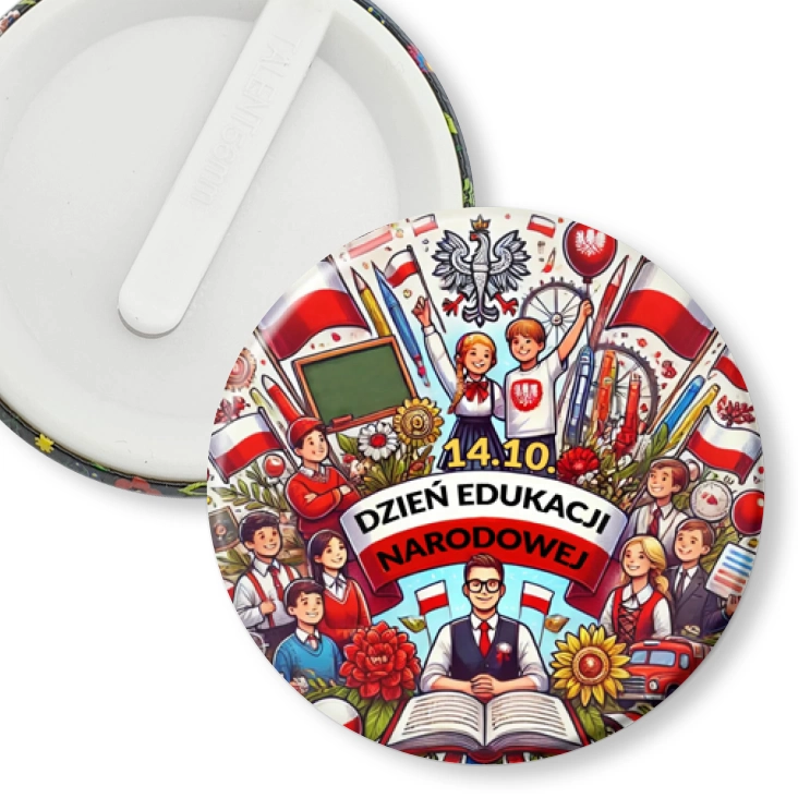 przypinka klips Dzień Edukacji Narodowej w biało-czerwonych barwach