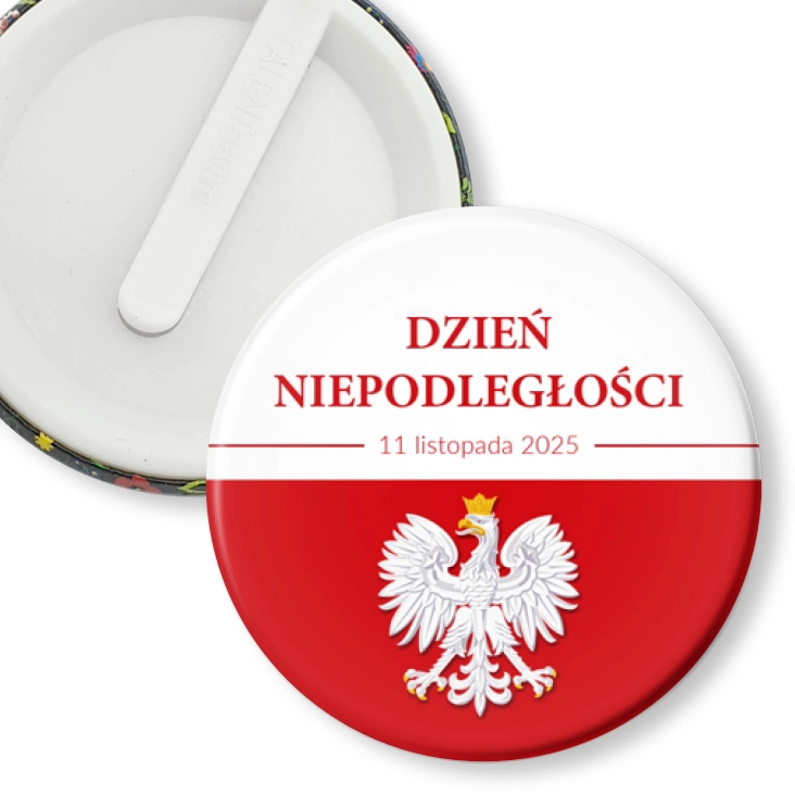 przypinka klips Dzień Niepodległości Biało-Czerwony z orłem