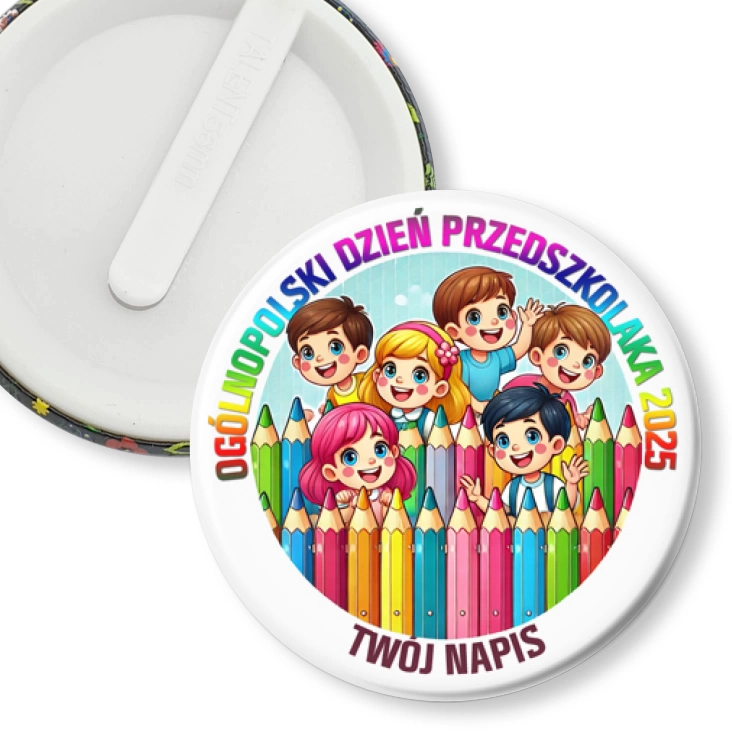 przypinka klips Dzień Przedszkolaka płotek z kredek