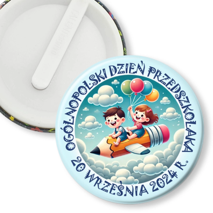 przypinka klips Dzień Przedszkolaka samolot-kredka