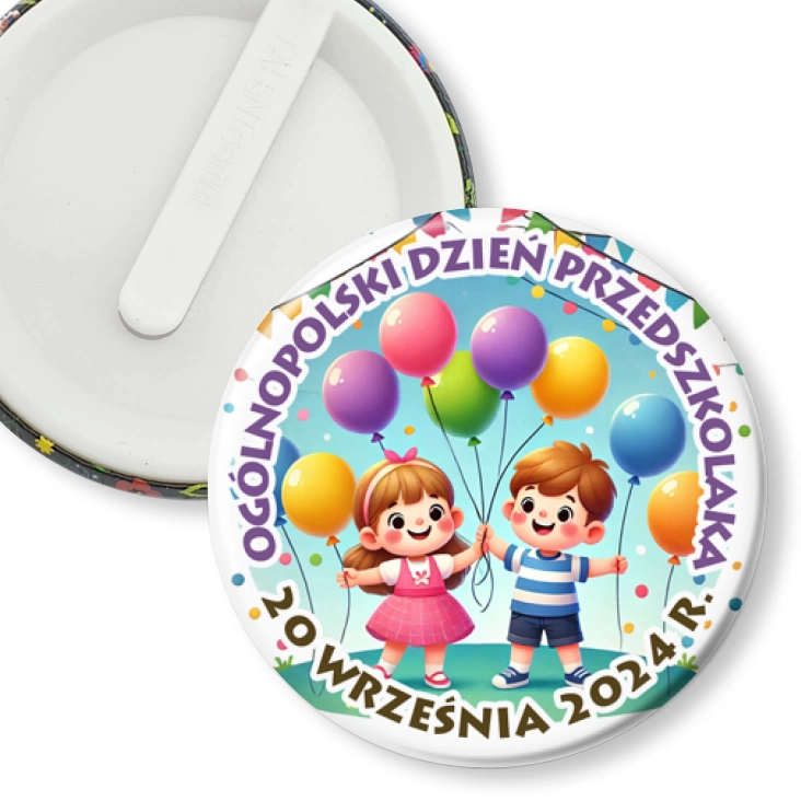 przypinka klips Dzień Przedszkolaka z balonikami