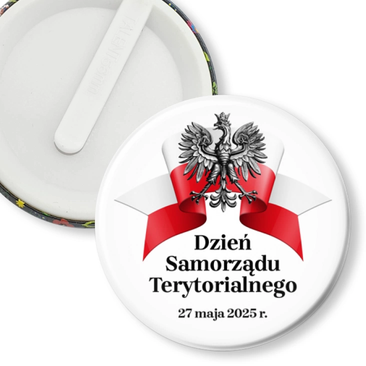 przypinka klips Dzień Samorządu Terytorialnego na białym tle