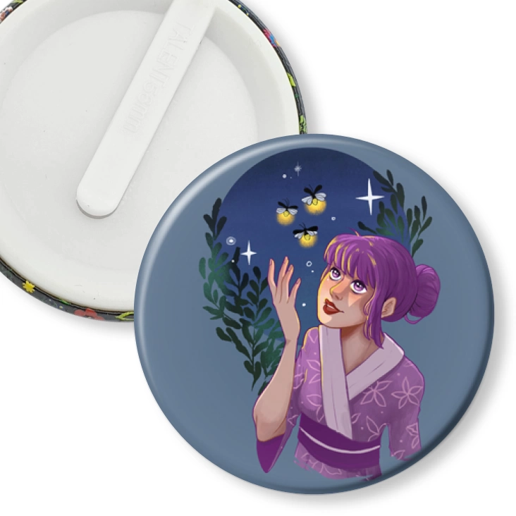 przypinka klips Dziewczyna w kimono i pszczoły