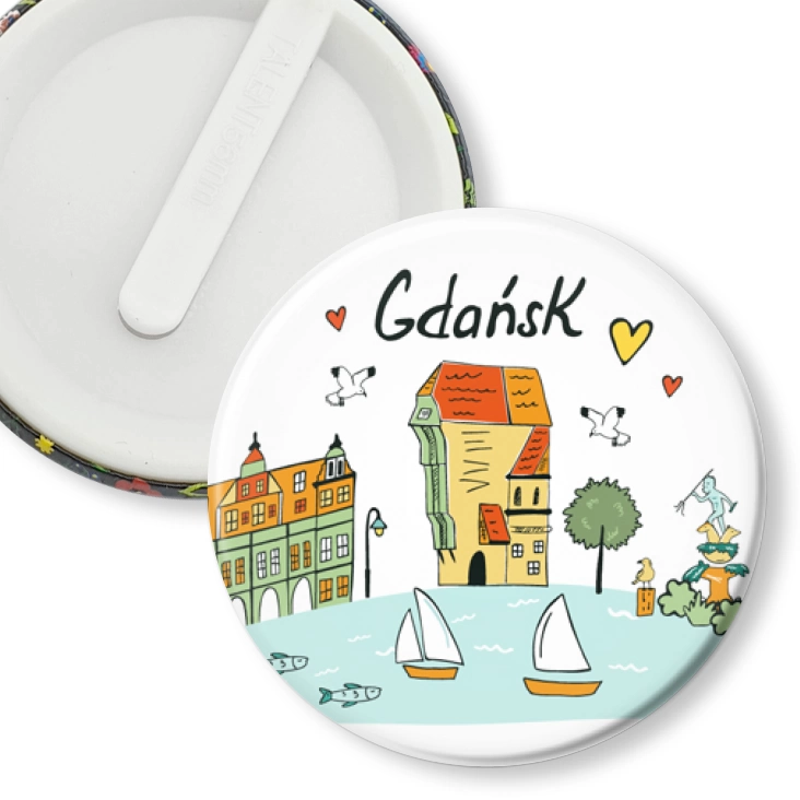 przypinka klips Gdańsk rysunkowy